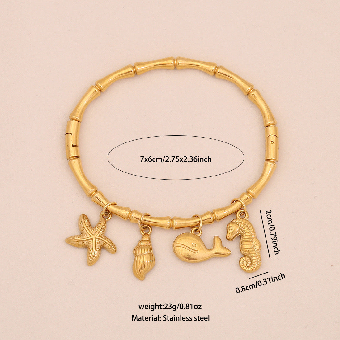 Starfish Shell & Butterfly Flower Bracelet