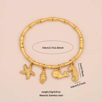 Starfish Shell & Butterfly Flower Bracelet