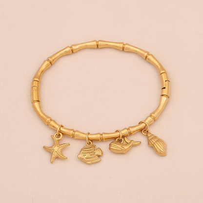 Starfish Shell & Butterfly Flower Bracelet