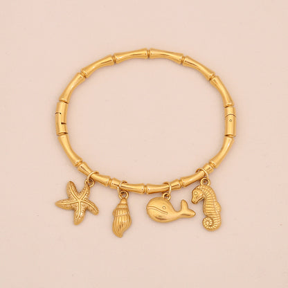 Starfish Shell & Butterfly Flower Bracelet