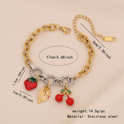 Fruit Charm Stainless Steel Bracelet