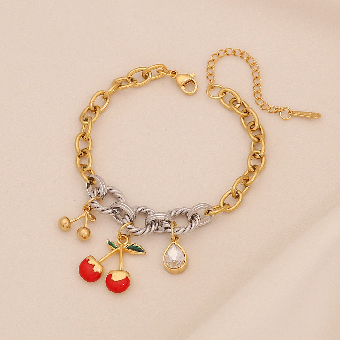 Fruit Charm Stainless Steel Bracelet