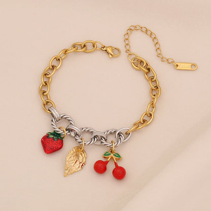 Fruit Charm Stainless Steel Bracelet