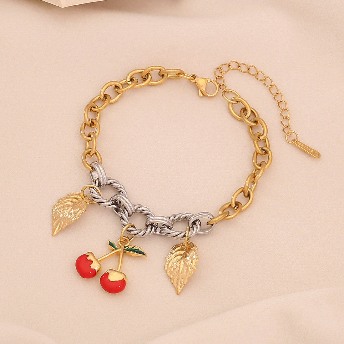Fruit Charm Stainless Steel Bracelet