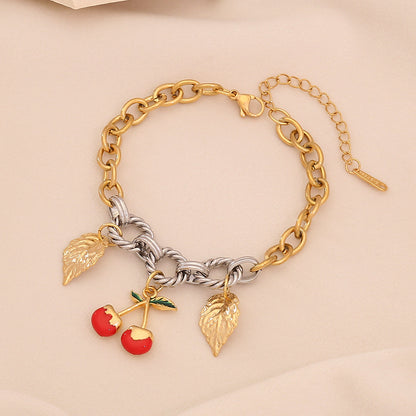 Fruit Charm Stainless Steel Bracelet
