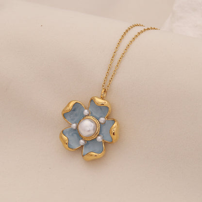 Pearl Flower Stainless Steel Necklace