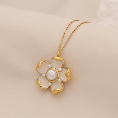Pearl Flower Stainless Steel Necklace