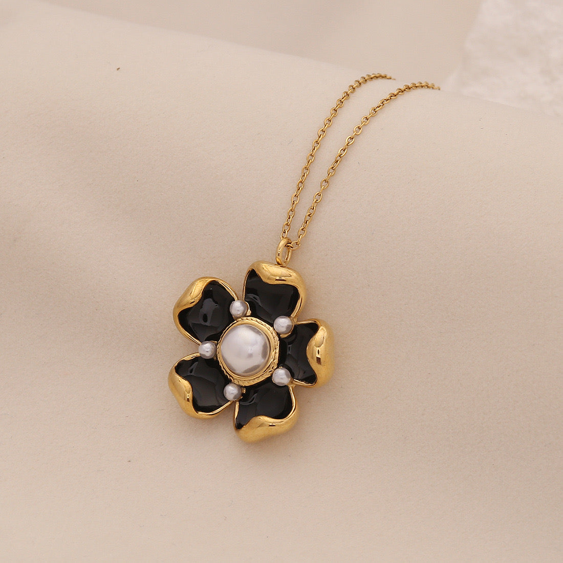Pearl Flower Stainless Steel Necklace