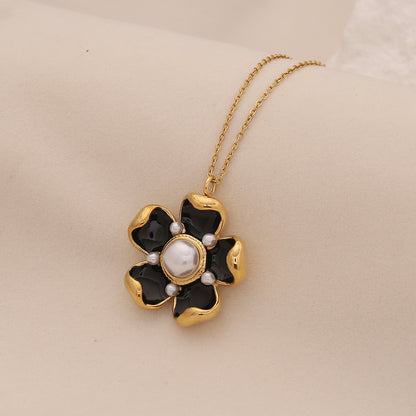 Pearl Flower Stainless Steel Necklace