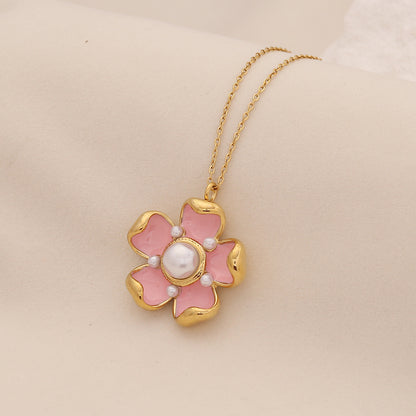 Pearl Flower Stainless Steel Necklace