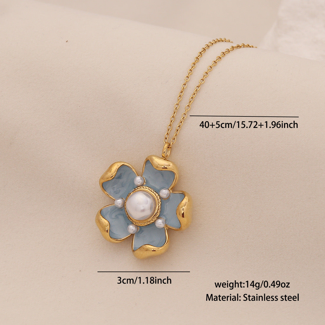 Pearl Flower Stainless Steel Necklace
