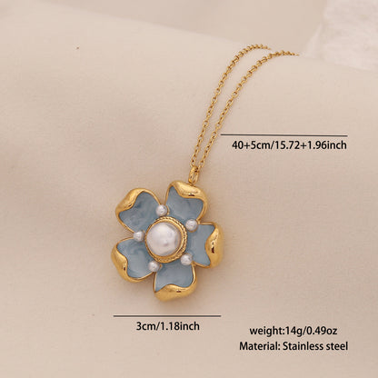 Pearl Flower Stainless Steel Necklace