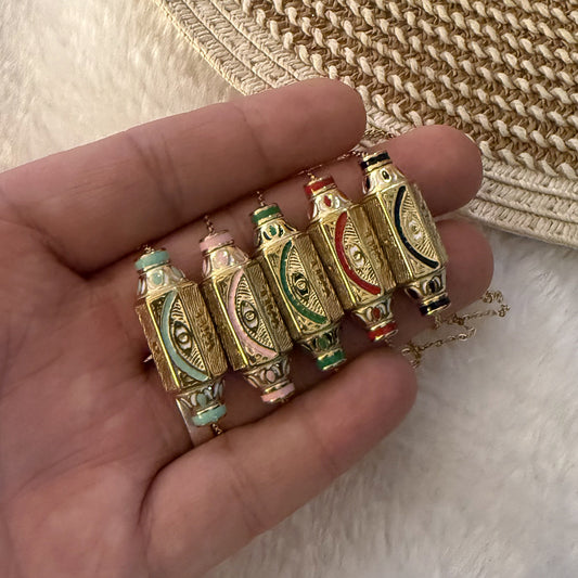 Evil Eye Hexagon Stainless Steel Necklace