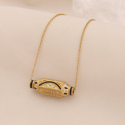 Evil Eye Hexagon Stainless Steel Necklace