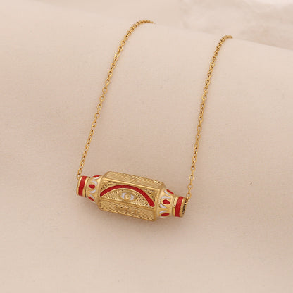 Evil Eye Hexagon Stainless Steel Necklace