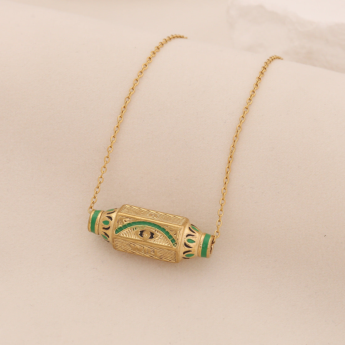 Evil Eye Hexagon Stainless Steel Necklace