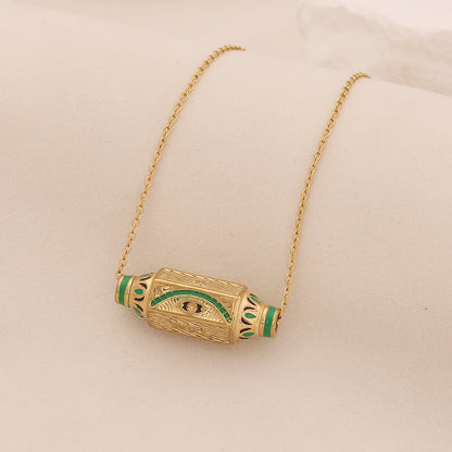 Evil Eye Hexagon Stainless Steel Necklace