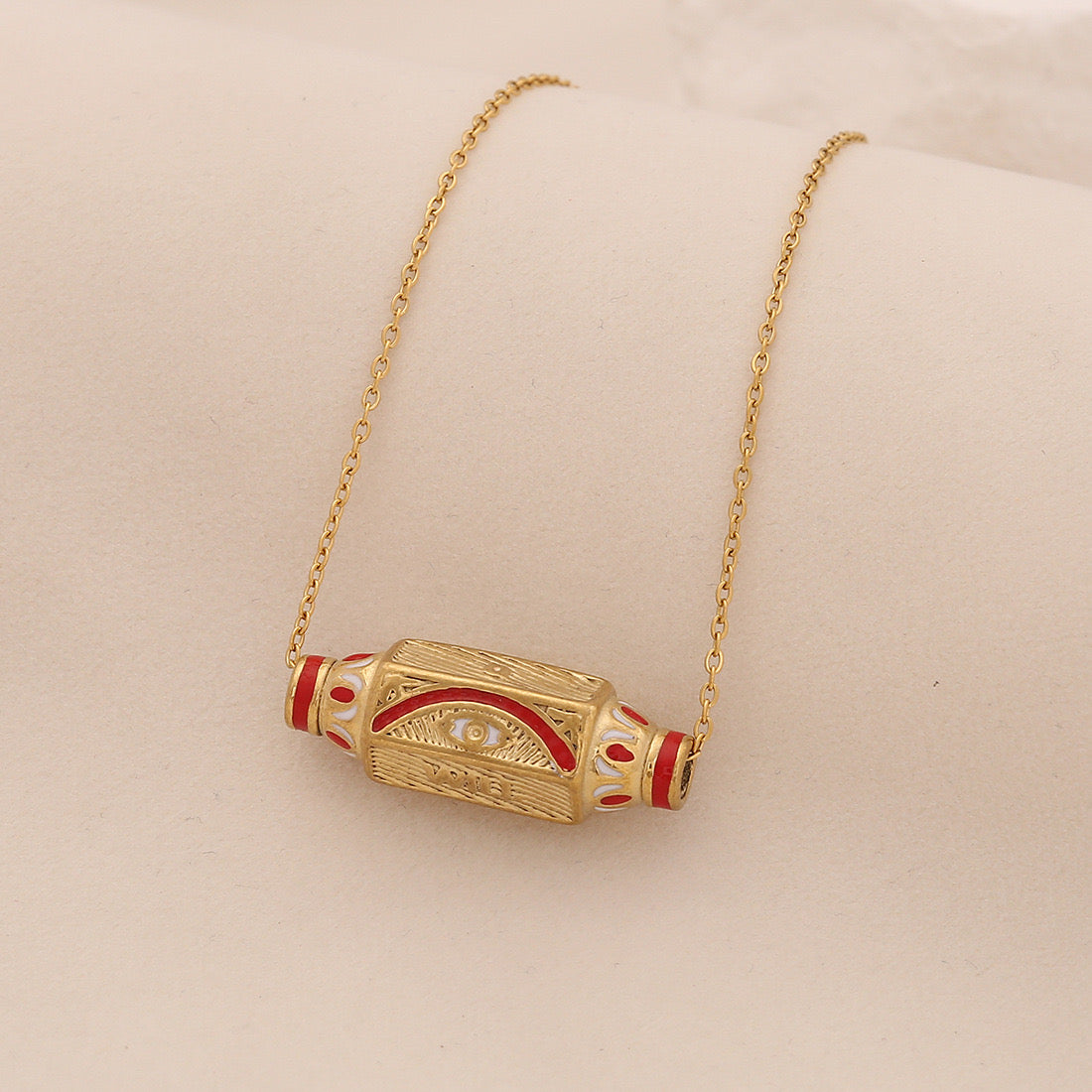 Evil Eye Hexagon Stainless Steel Necklace