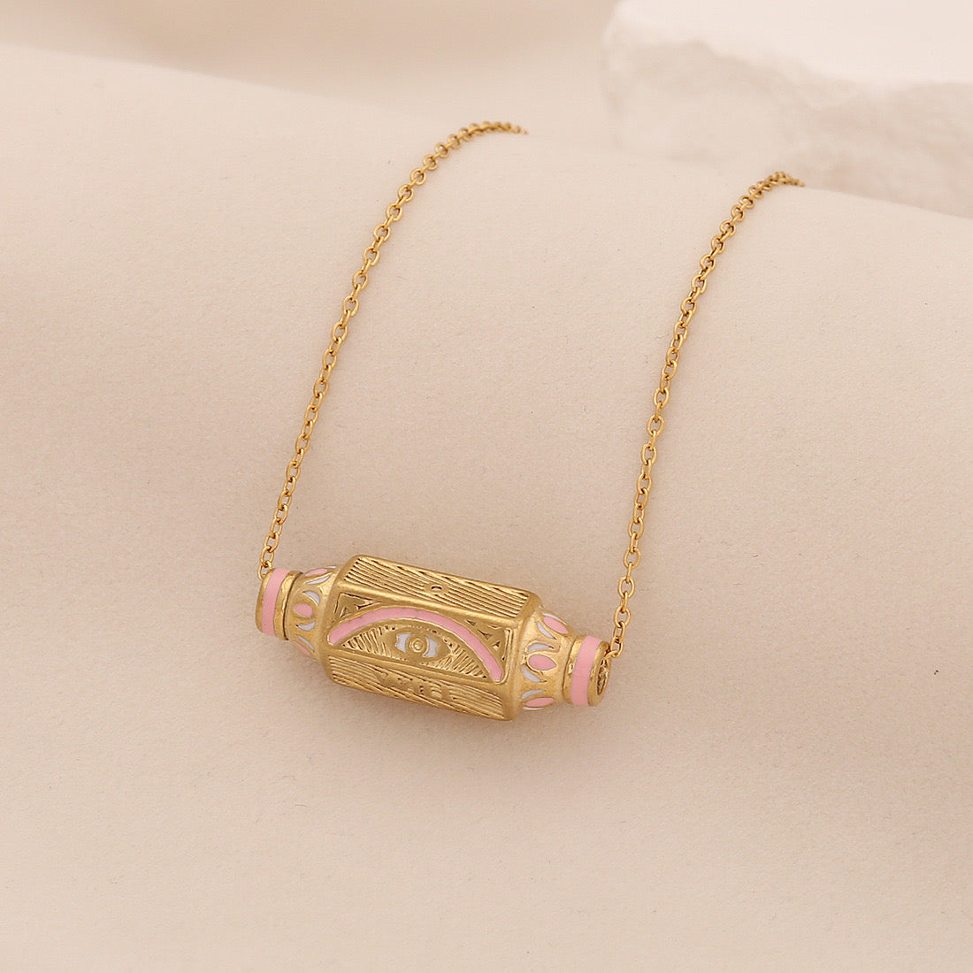 Evil Eye Hexagon Stainless Steel Necklace