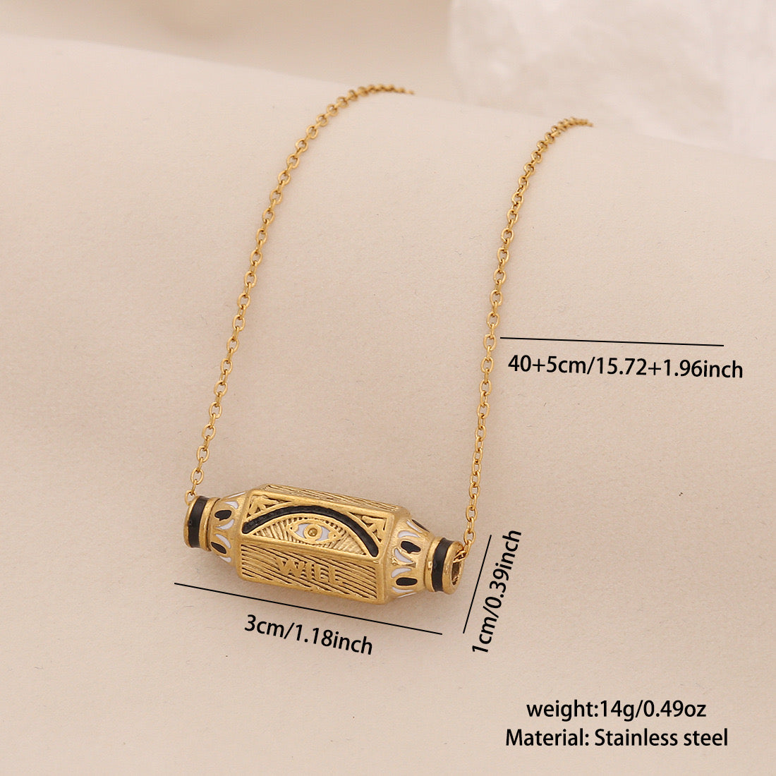 Evil Eye Hexagon Stainless Steel Necklace