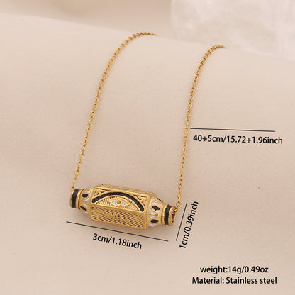 Evil Eye Hexagon Stainless Steel Necklace