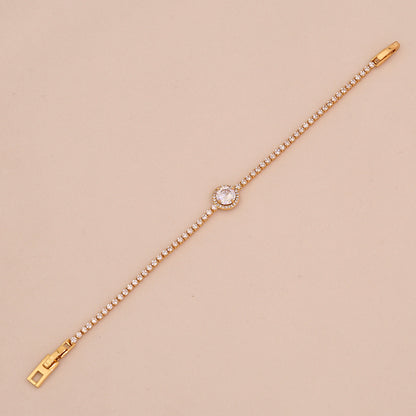 Zircon Heart 18K Gold-Plated Floral Bracelet