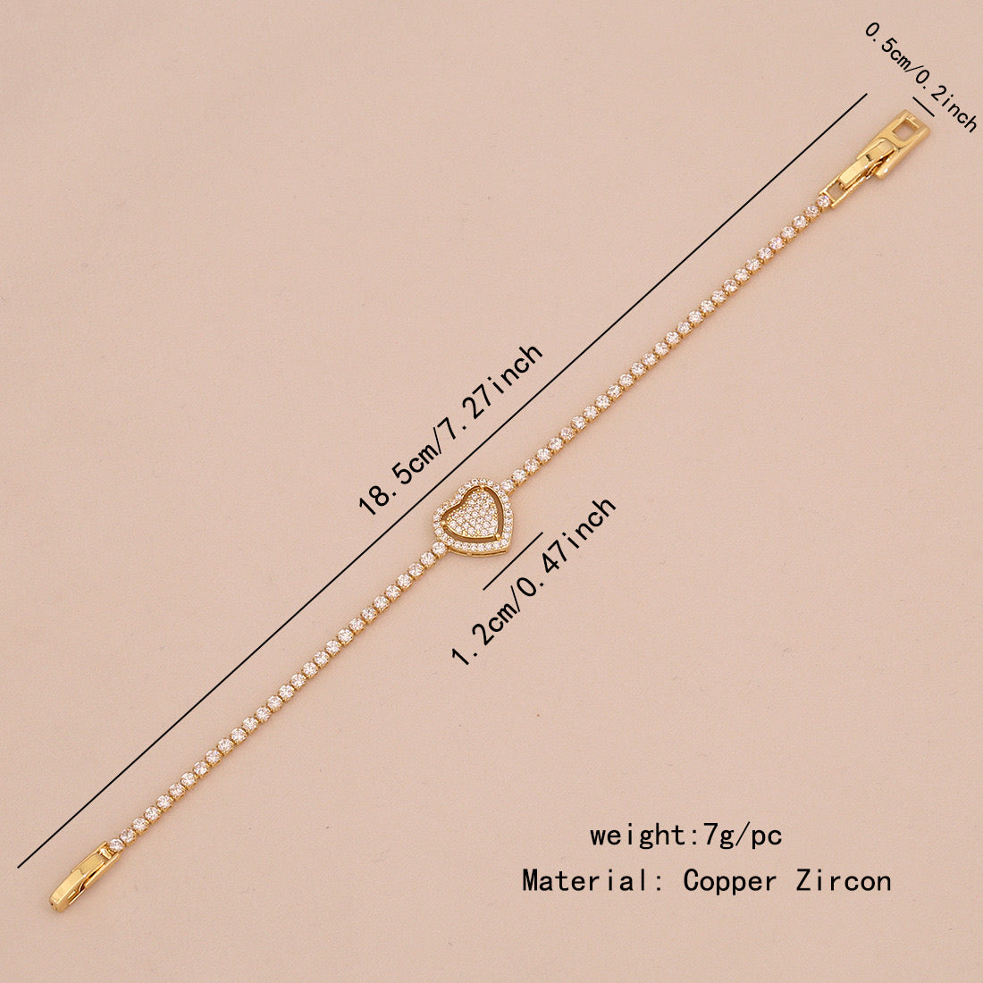 Zircon Heart 18K Gold-Plated Floral Bracelet