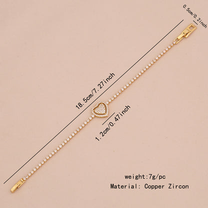 Zircon Heart 18K Gold-Plated Floral Bracelet