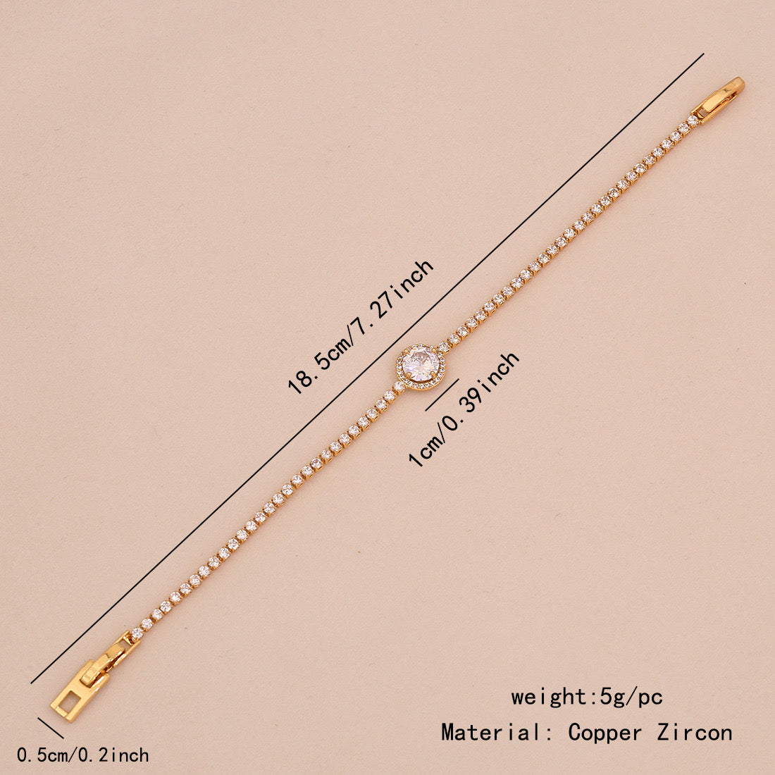 Zircon Heart 18K Gold-Plated Floral Bracelet