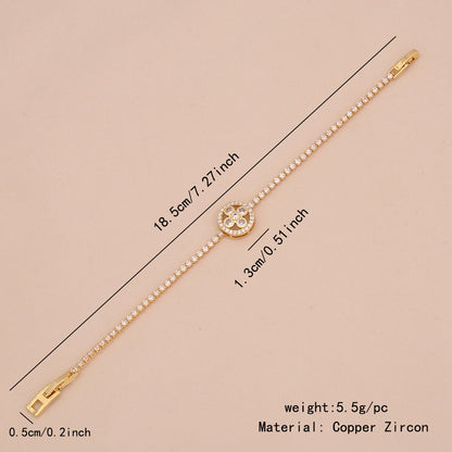 Zircon Heart 18K Gold-Plated Floral Bracelet