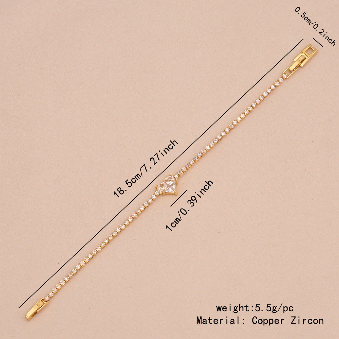 Zircon Heart 18K Gold-Plated Floral Bracelet