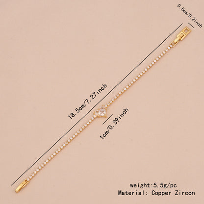 Zircon Heart 18K Gold-Plated Floral Bracelet