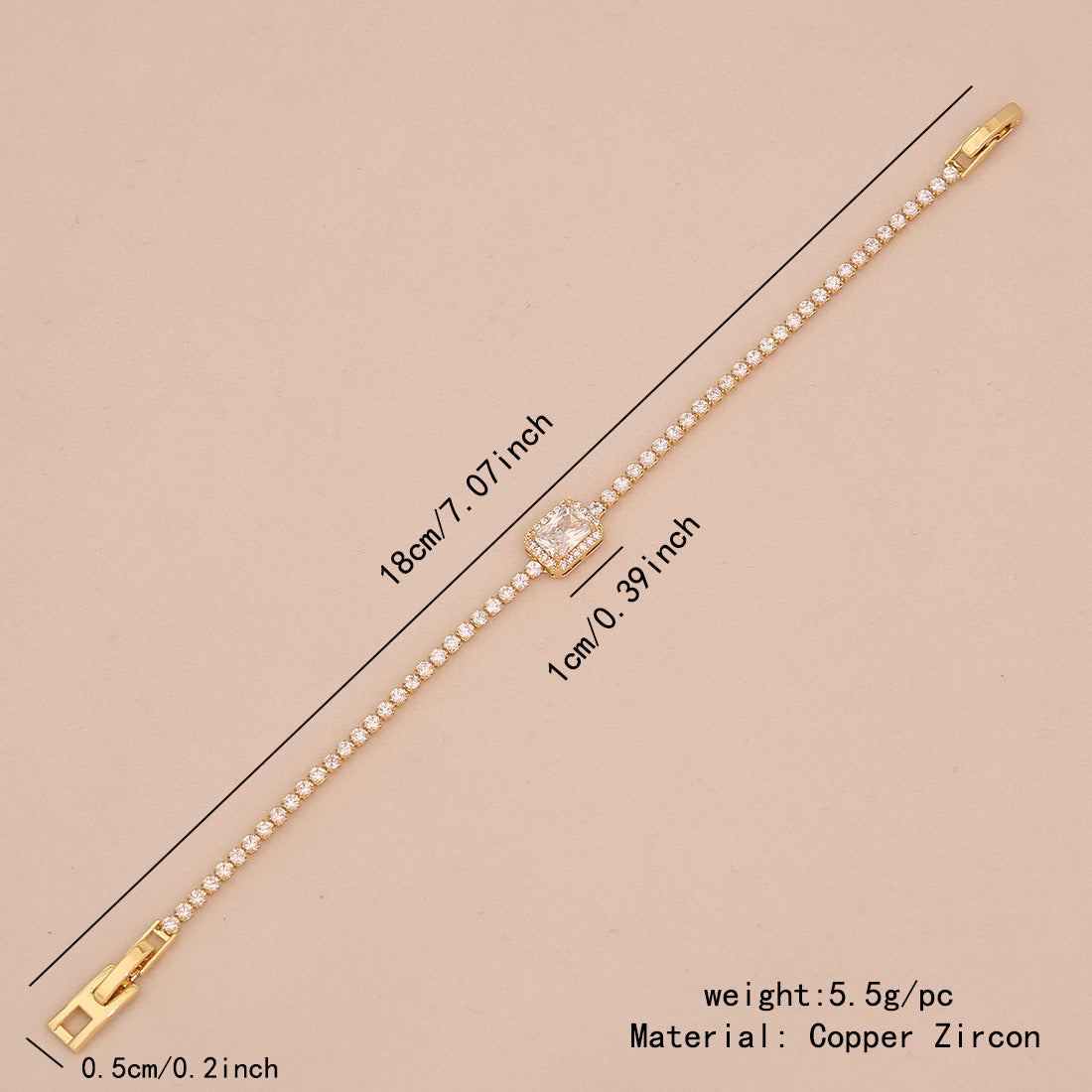 Zircon Heart 18K Gold-Plated Floral Bracelet