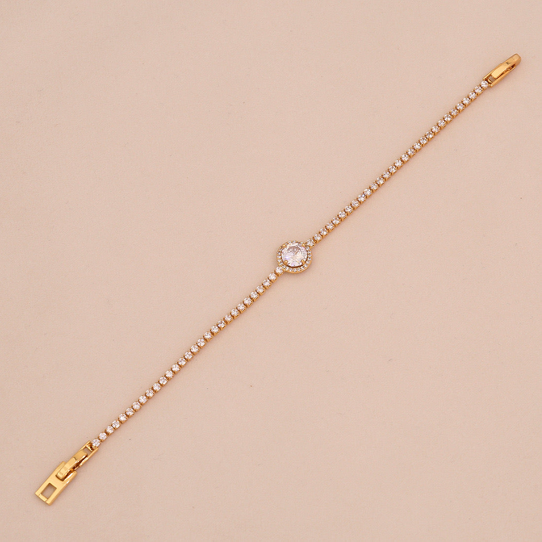 Zircon Heart 18K Gold-Plated Floral Bracelet