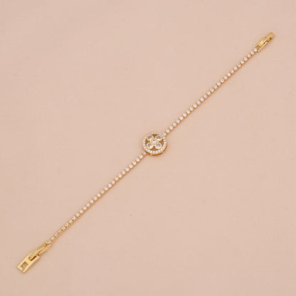 Zircon Heart 18K Gold-Plated Floral Bracelet