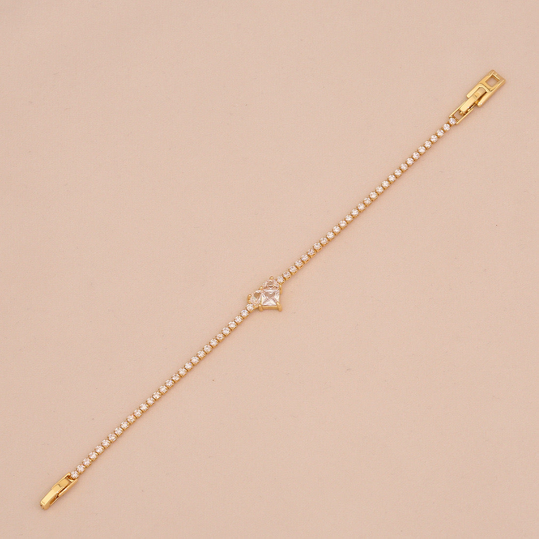 Zircon Heart 18K Gold-Plated Floral Bracelet