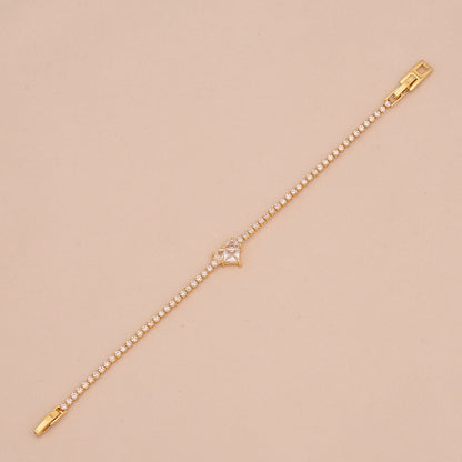 Zircon Heart 18K Gold-Plated Floral Bracelet