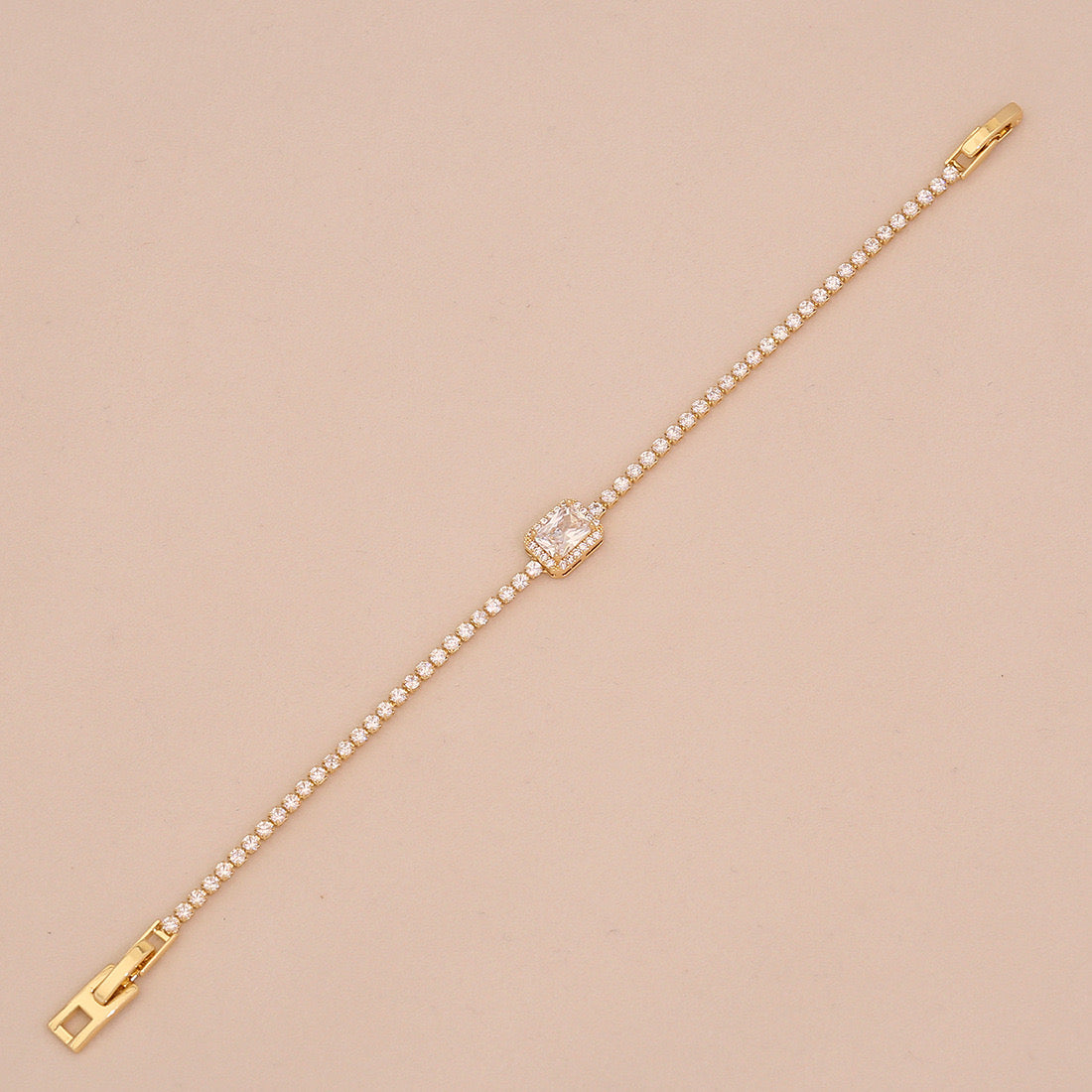 Zircon Heart 18K Gold-Plated Floral Bracelet