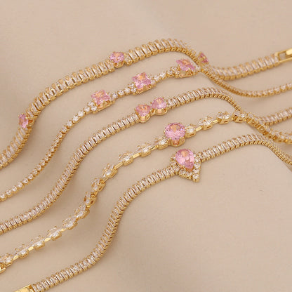 Pink Teardrop Zircon Geometric Bracelet