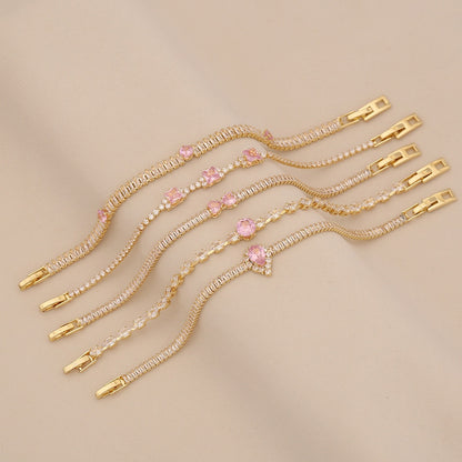 Pink Teardrop Zircon Geometric Bracelet