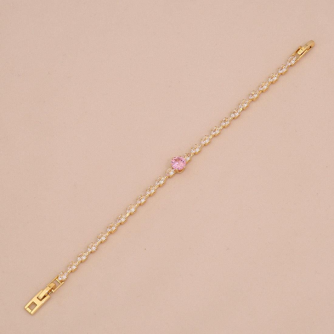 Pink Teardrop Zircon Geometric Bracelet
