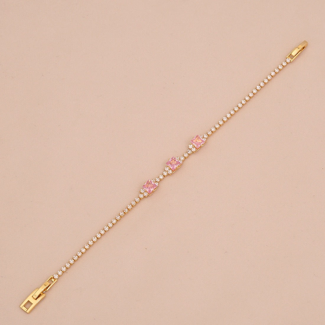 Pink Teardrop Zircon Geometric Bracelet