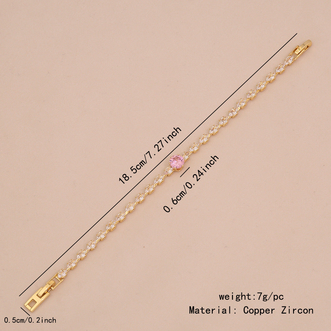 Pink Teardrop Zircon Geometric Bracelet