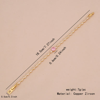 Pink Teardrop Zircon Geometric Bracelet