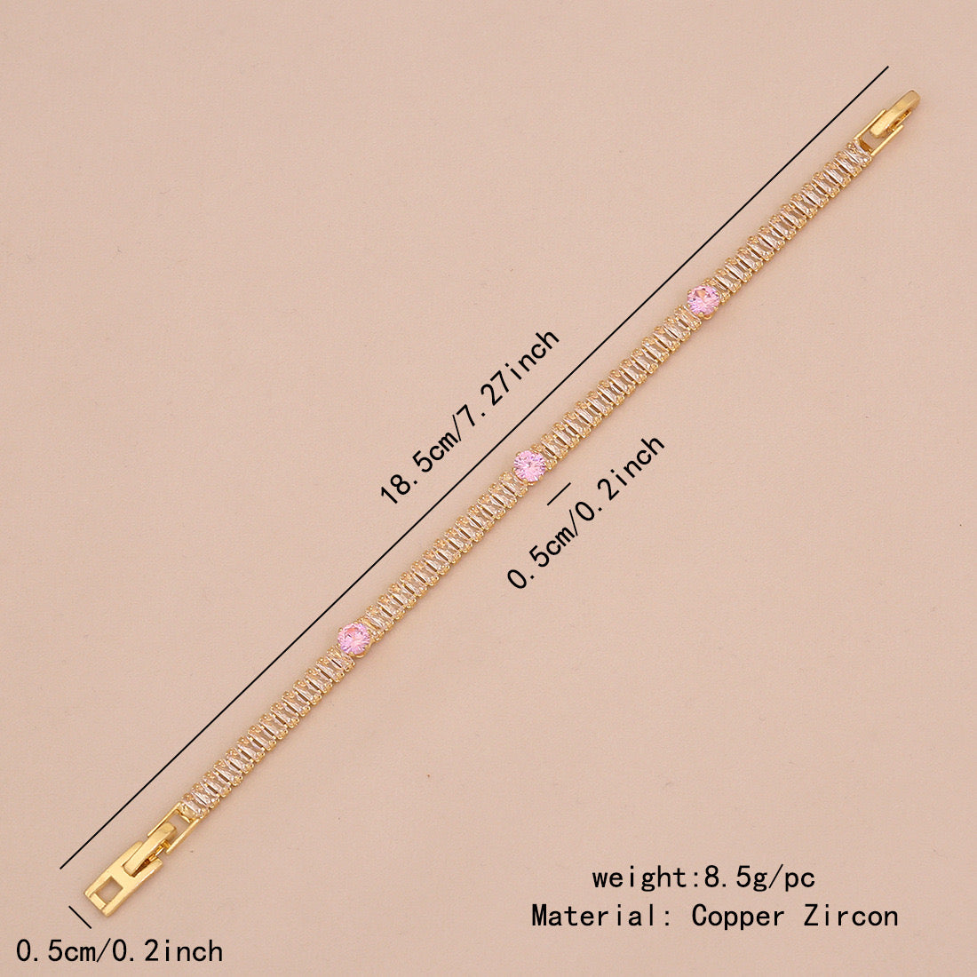 Pink Teardrop Zircon Geometric Bracelet