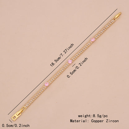 Pink Teardrop Zircon Geometric Bracelet