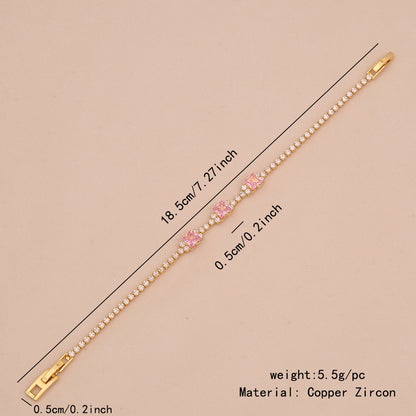 Pink Teardrop Zircon Geometric Bracelet