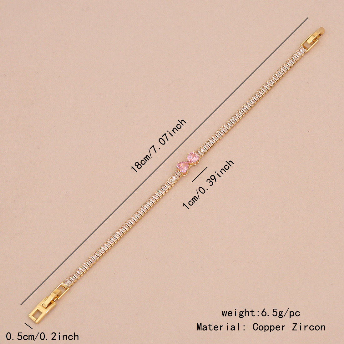 Pink Teardrop Zircon Geometric Bracelet