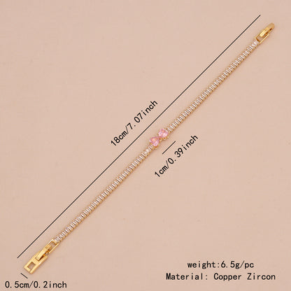 Pink Teardrop Zircon Geometric Bracelet