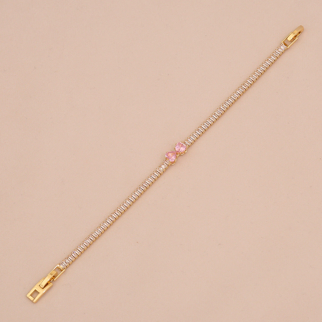 Pink Teardrop Zircon Geometric Bracelet